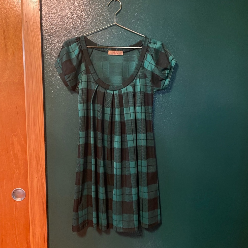 Green and Black Plaid Dress